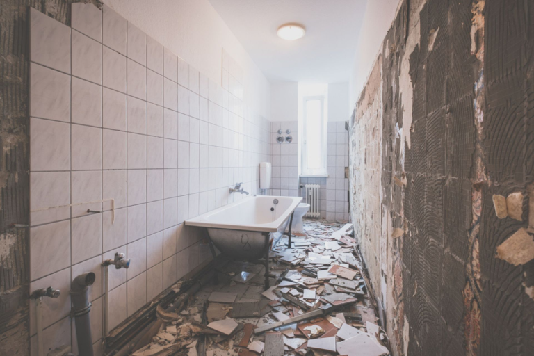 Remodeling an old, damaged bathroom