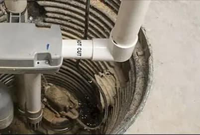 Sump pump installed in a basement pit