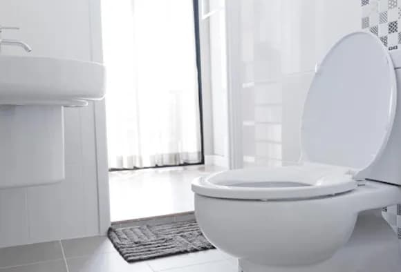 A newly installed toilet