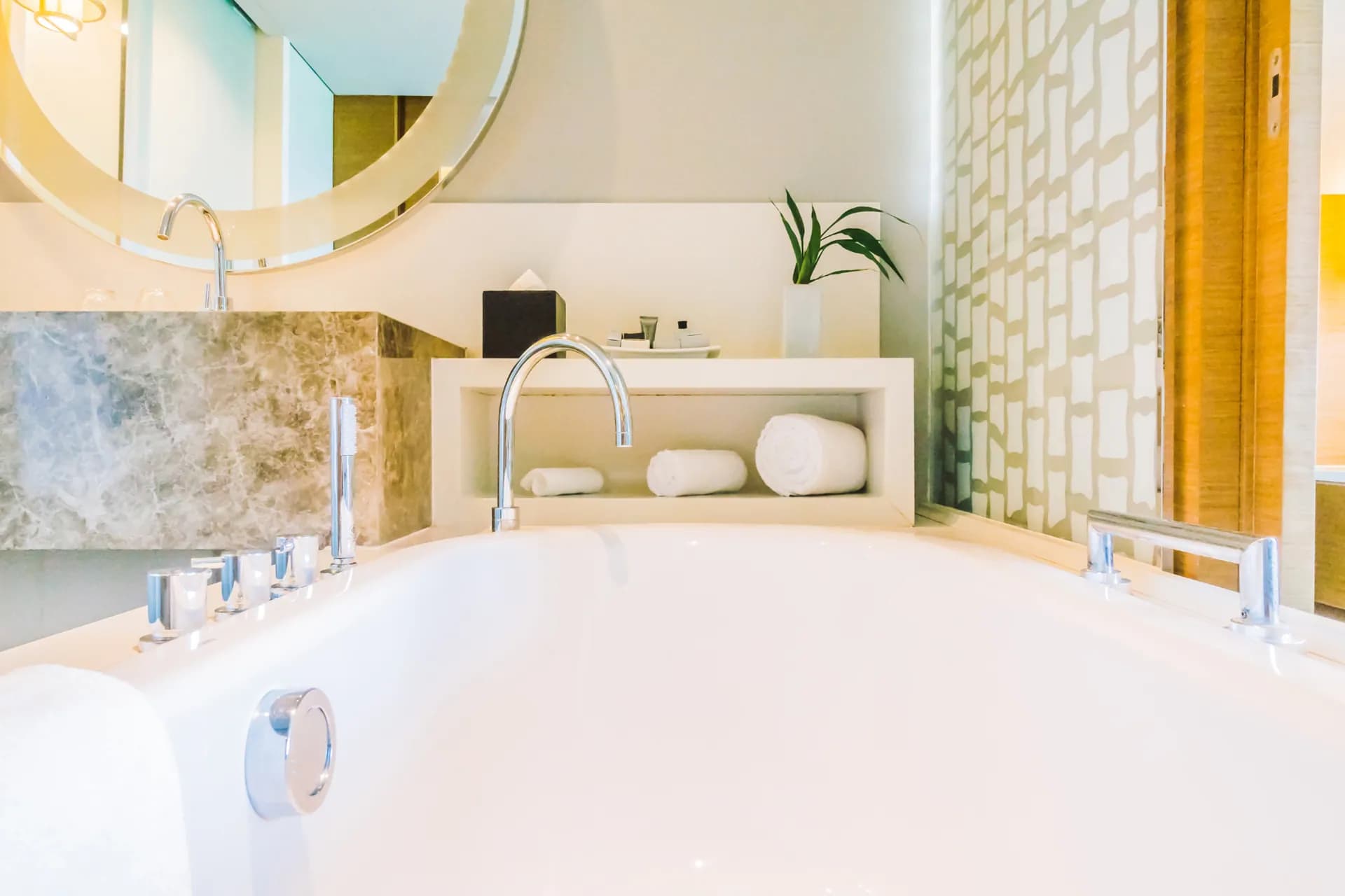 An acrylic bathtub at a hotel