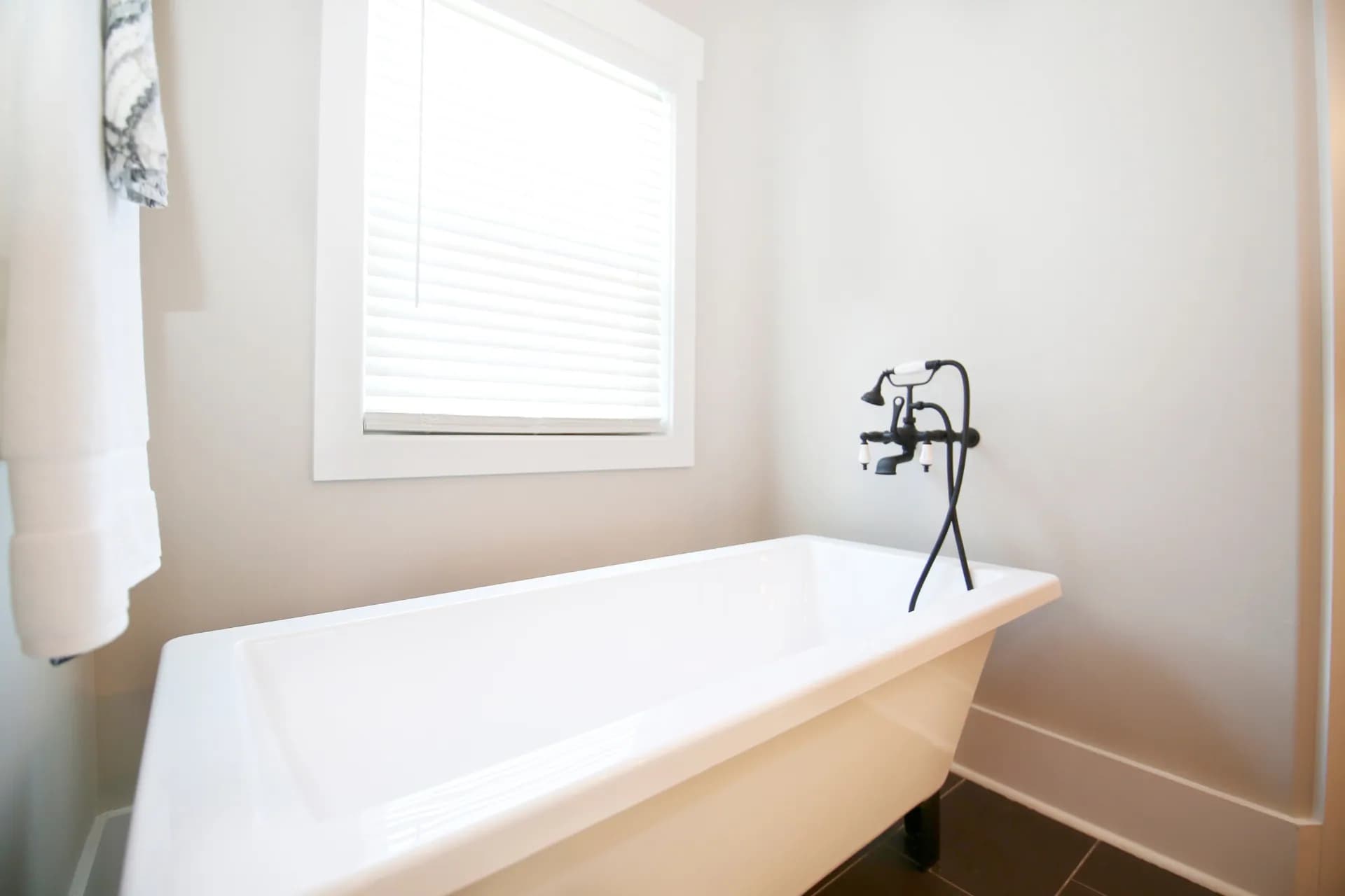 A freestanding bathtub