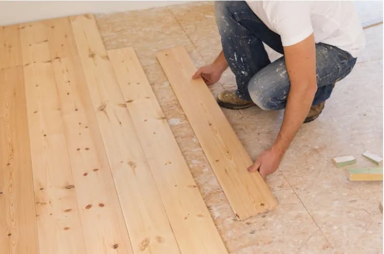 Wooden floors being replaced after getting damaged