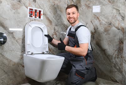 New toilet being installed