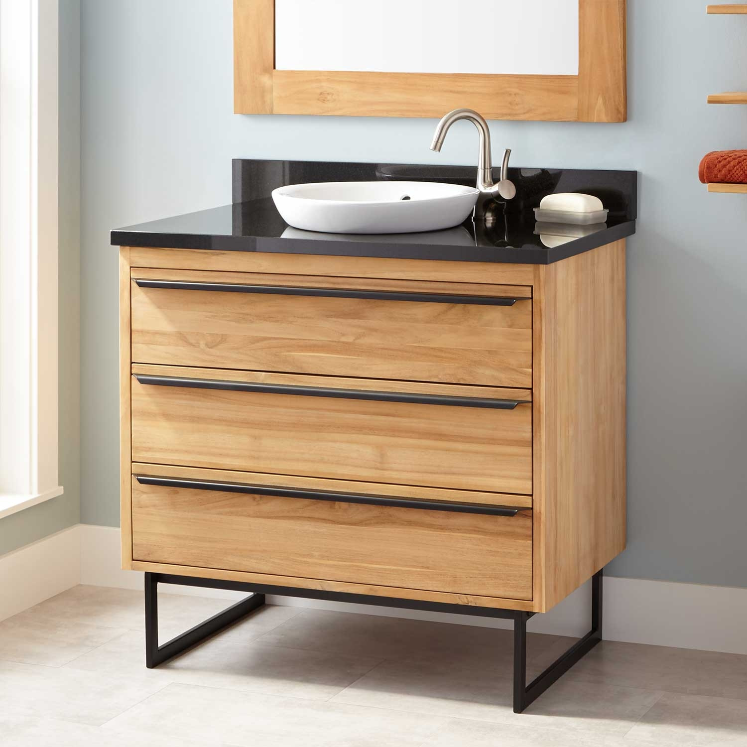 Hamilton plumber installed contrasting bathroom vanity