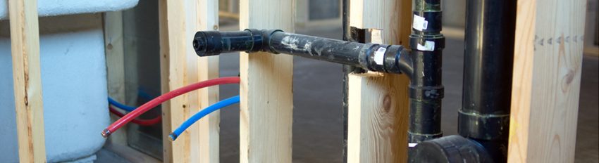 A bathroom plumbing rough in