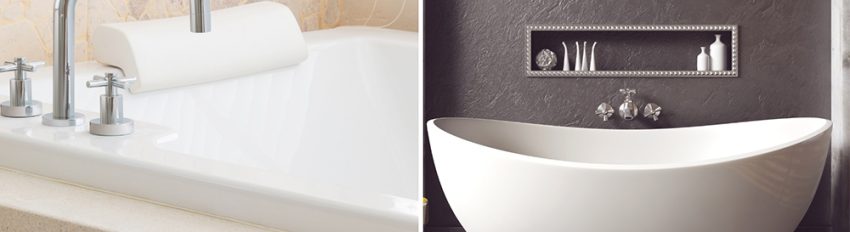 Acrylic vs. cast iron bathtub side by side