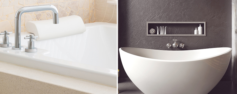 Acrylic vs. cast iron bathtub side by side