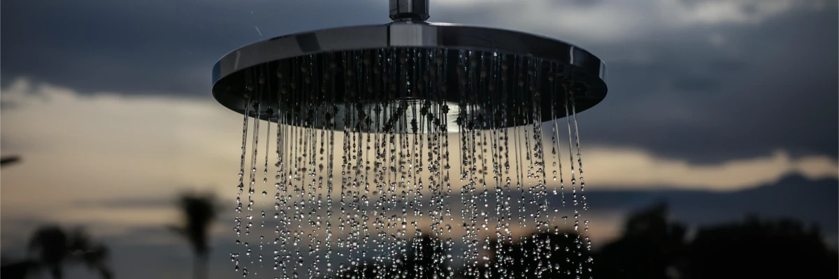 Shower head pouring down water